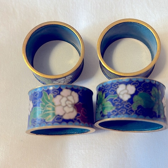 Cloisonné Napkin Rings. Blue. 4 count. - Picture 2 of 2